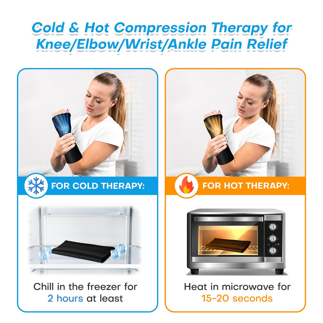 NOVASPORT Knee Ice Pack Wrap for Injuries, Ice Sleeve Pain Relief for Elbow, Knee, Ankle, Calf, Reusable Hot Cold Compression Sleeve for Calf Injuries, Surgery Recovery, Bruises & Sprains-XL