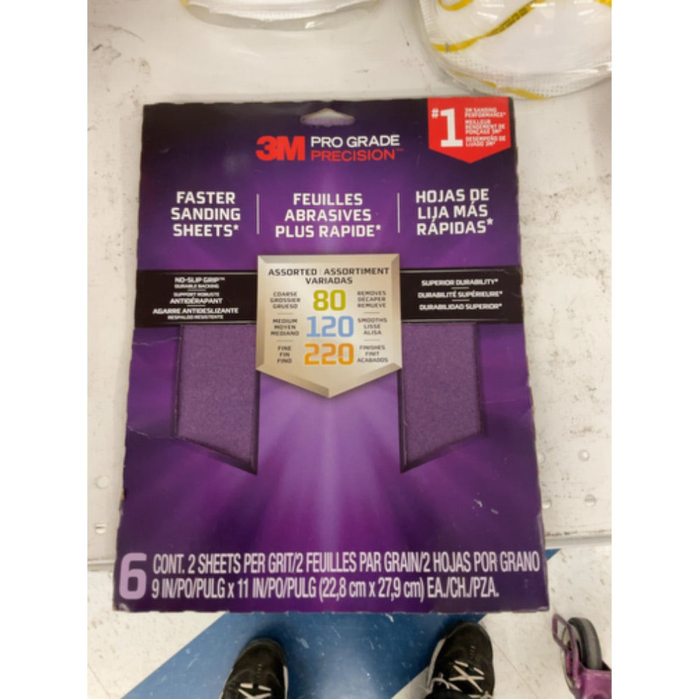 3M SHRASST-PGP-6T Pro Grade Precision Faster Sanding, Sanding Sheets, Assorted Grits, 9" x 11", 6-Pack