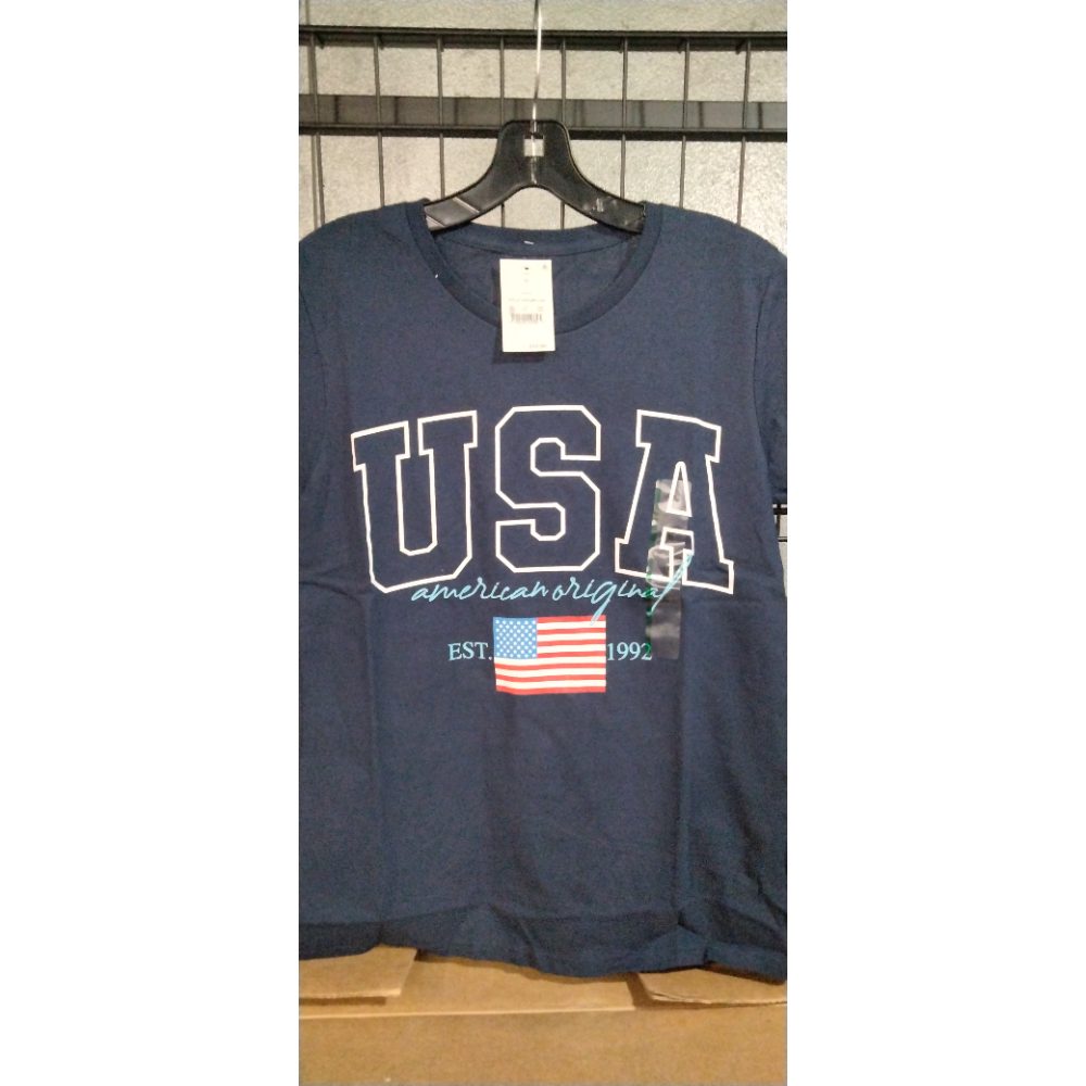 Women's USA Original Short Sleeve Graphic T-Shirt - Navy Blue M Retail $9.00