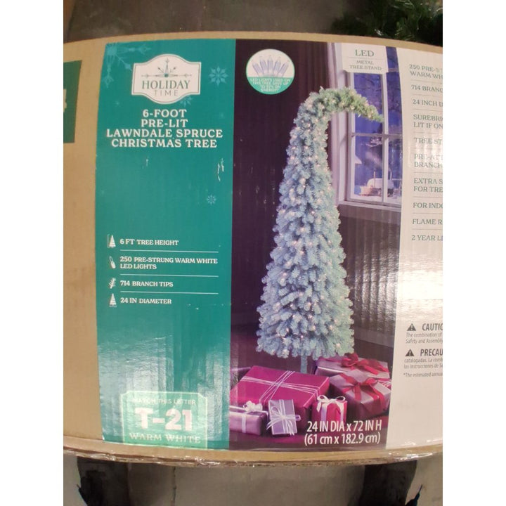 Holiday Time 6-Foot Pre-Lit Lawndale Spruce Christmas Tree, 250 Warm White LED Lights Retail $80.00