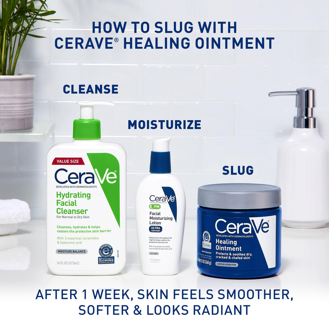 CeraVe Healing Ointment, Hydrating Skin Protectant With Petrolatum, Hyaluronic Acid & Ceramides, Face & Body Skin Barrier Repair For Cracked, Chafed, Dry Skin, Fragrance Free & Lanolin Free, 12 Oz Retail $19.00