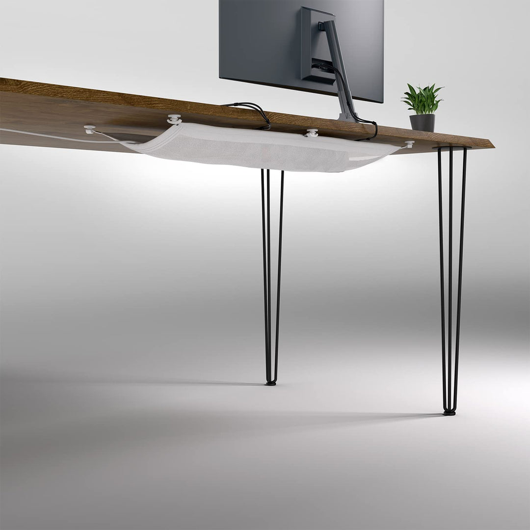 Cable Management net - Under Desk Wire Management - Flexible Under Desk Cable Management Tray White