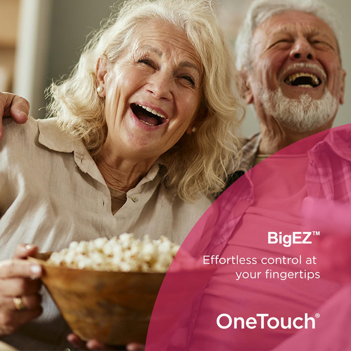 GE BigEZ OneTouch Big Button Universal TV Remote for Seniors, Easy to Use, Replacement Remote for Samsung, LG, Sony, Vizio, Roku TV, Streaming Players, Backlit Buttons, 2 Device, White, 84666