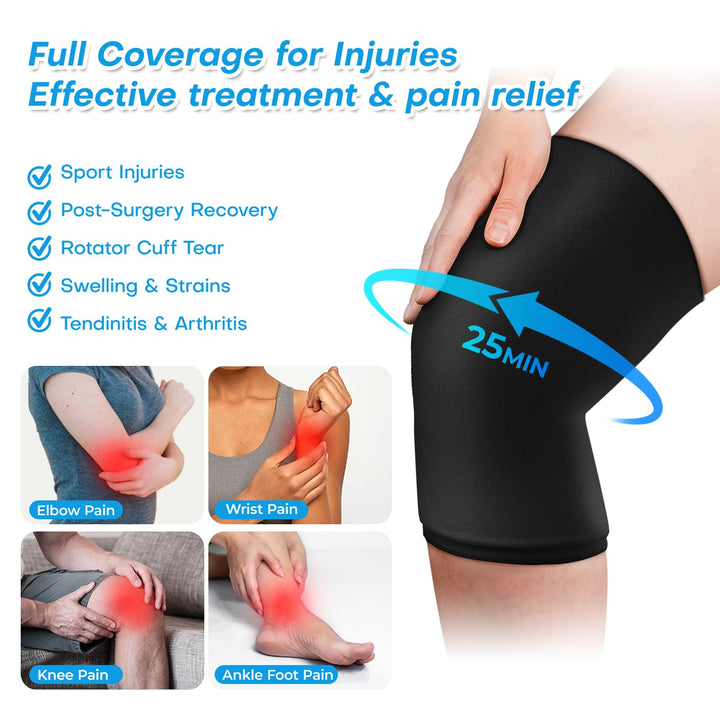 NOVASPORT Knee Ice Pack Wrap for Injuries, Ice Sleeve Pain Relief for Elbow, Knee, Ankle, Calf, Reusable Hot Cold Compression Sleeve for Calf Injuries, Surgery Recovery, Bruises & Sprains-XL