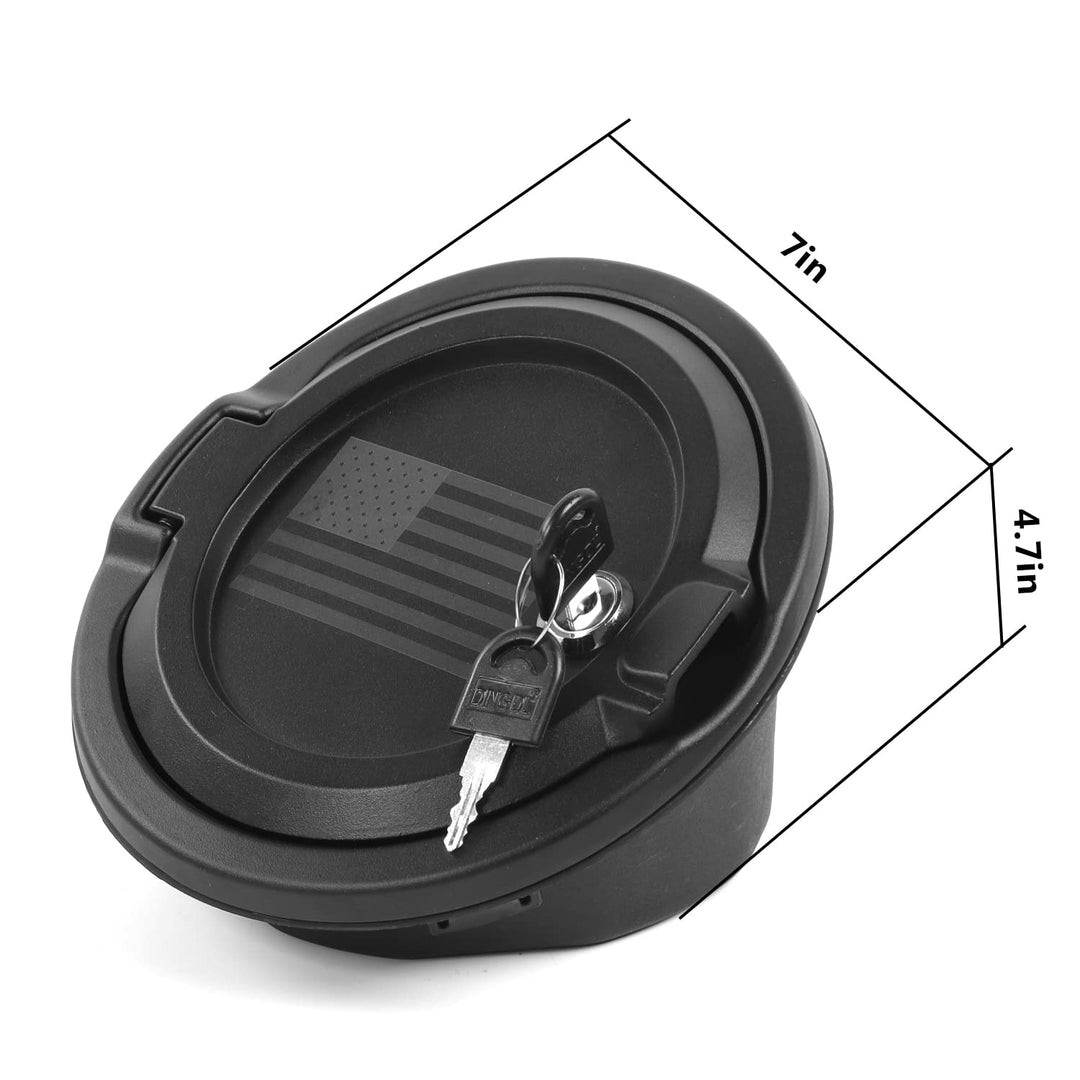 JeCar Fuel Filler Cover Locking Gas Tank Door Aluminum Alloy Gas Cap Cover Exterior Accessories Compatible with Jeep Wrangler 2018-2024 JL JLU, US Flag
