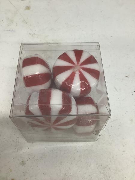 Crate & Barrel Candy Cane Ball Candles - 6 piece Retail $19.99