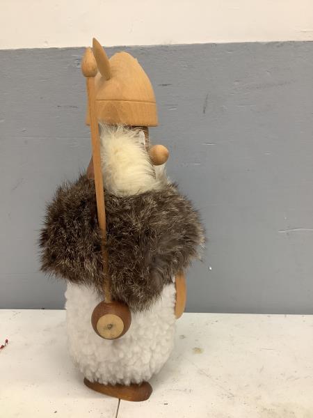 Wooden Viking Figure - Decorative Figurine with Spear and Shield Retail $34.99