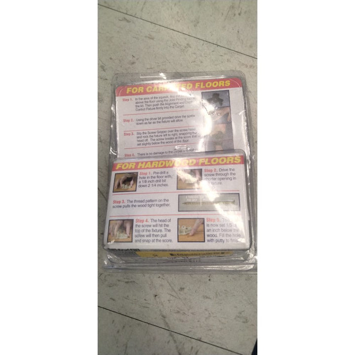 SQUEEEK NO MORE Squeaky Floor Repair Kit for Hardwood, Carpet, Vinyl & Linoleum â€“ Complete Floor Squeak Repair Kit Includes Joist Finder Drill Bits, Tripod Fixture and 50 Counter-snap Screws