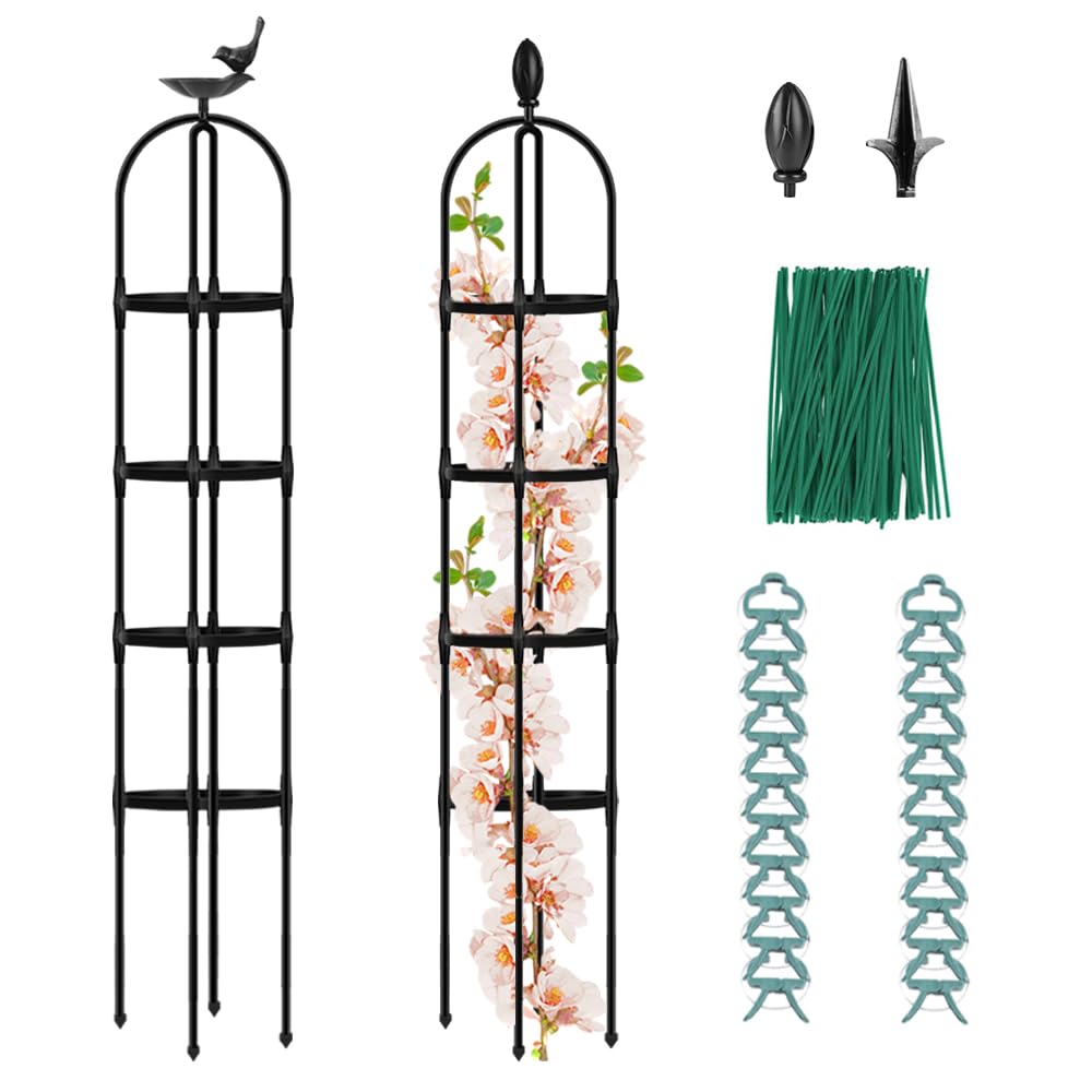 April'sWorld Garden Obelisk Trellis for Climbing Plants Outdoor, A Versatile Plant Stand for Vines, Roses, and Garden Vegetables (6FT, 2pcs)