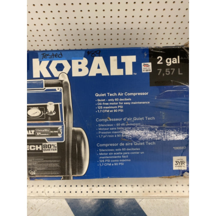 Kobalt Quiet Tech Air Compressor - 2 Gallon, Oil-Free, 125 PSI