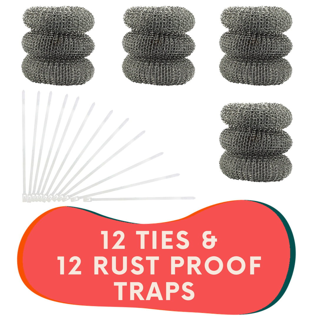 12 Pack of Washing Machine Lint Traps. Comes with 12 Ties. Attach to Your Washer Sink Hose and Allow the Metal Mesh Trap to Filter the Laundry Water. Stainless Steel and Rust Proof. Retail $8.00