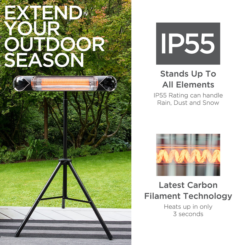 Briza Infrared Electric Patio Heater - Indoor/Outdoor Heater - Portable Wall/Garage Heater - 1500W - use with Stand - Mount to Ceiling/Wall)  No remote Retail $169.00