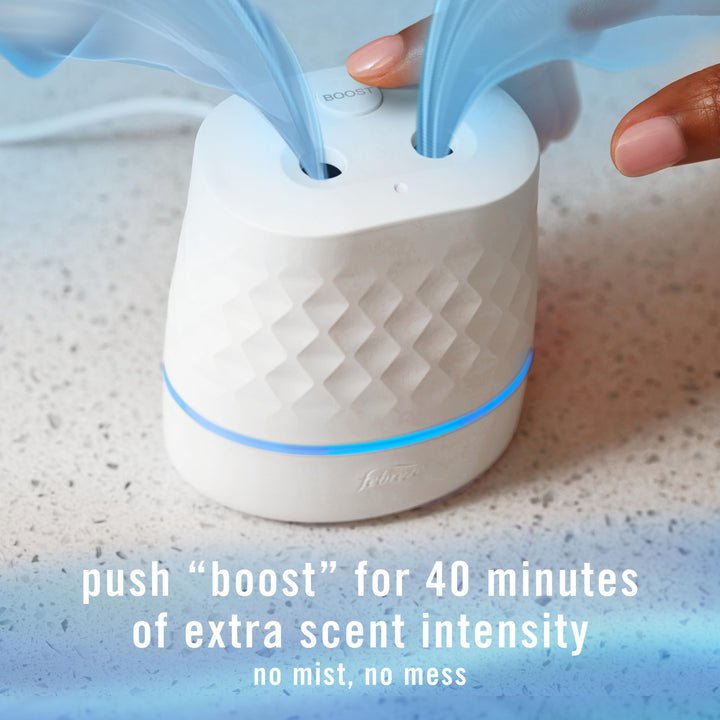 Febreze Plug Scent Booster in White, Continuous Scent Device Oil Diffuser, Compatible with Febreze Air Freshener Plug in Refills