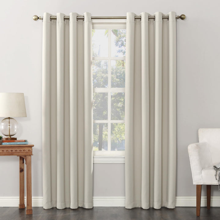 Sun Zero Soho Blackout Energy Efficient Grommet Curtain Single Panel, 54" x 63", Pearl Off-white