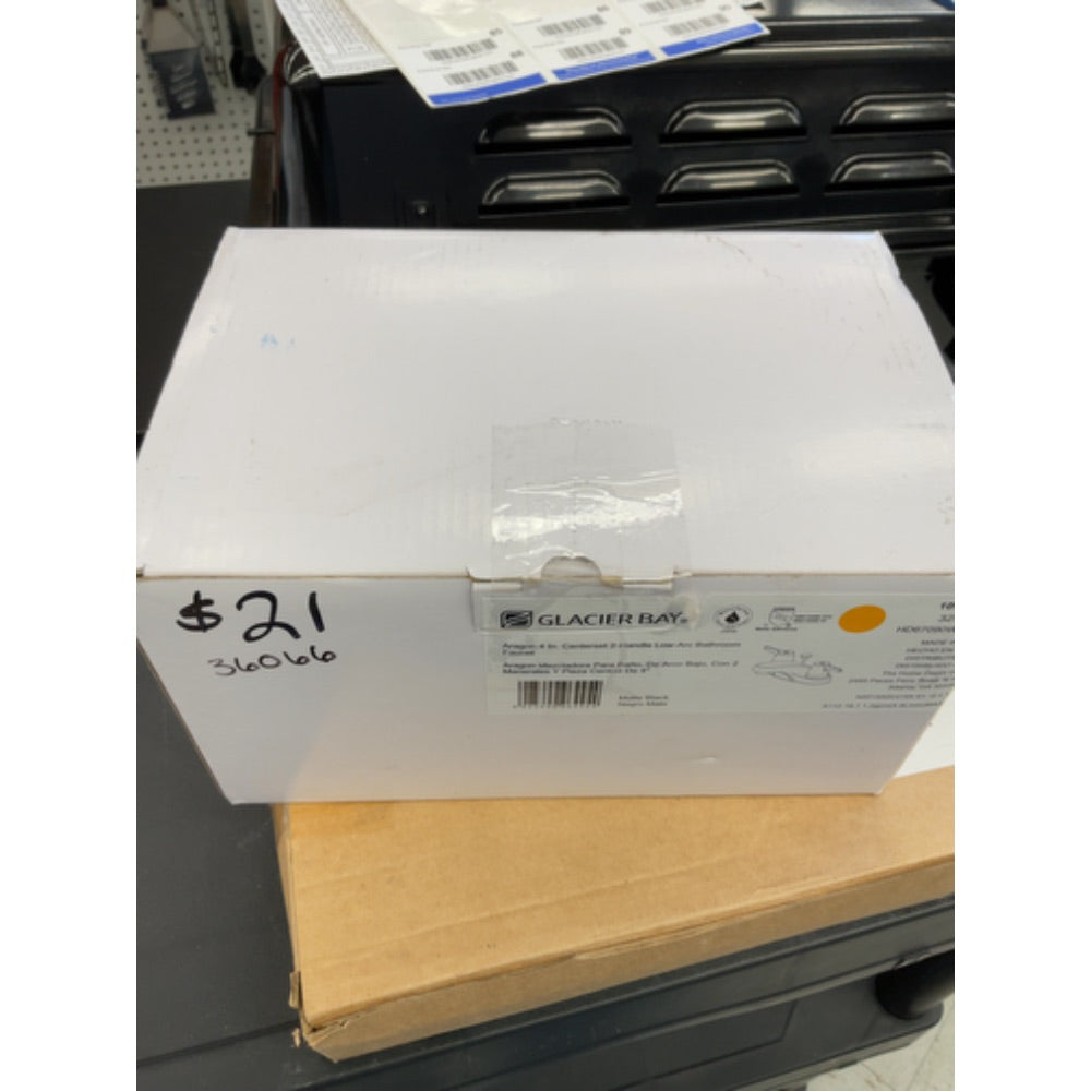 Aragon 4 in. Centerset Double-Handle Bathroom Faucet with Pop-up Drain in Matte Black