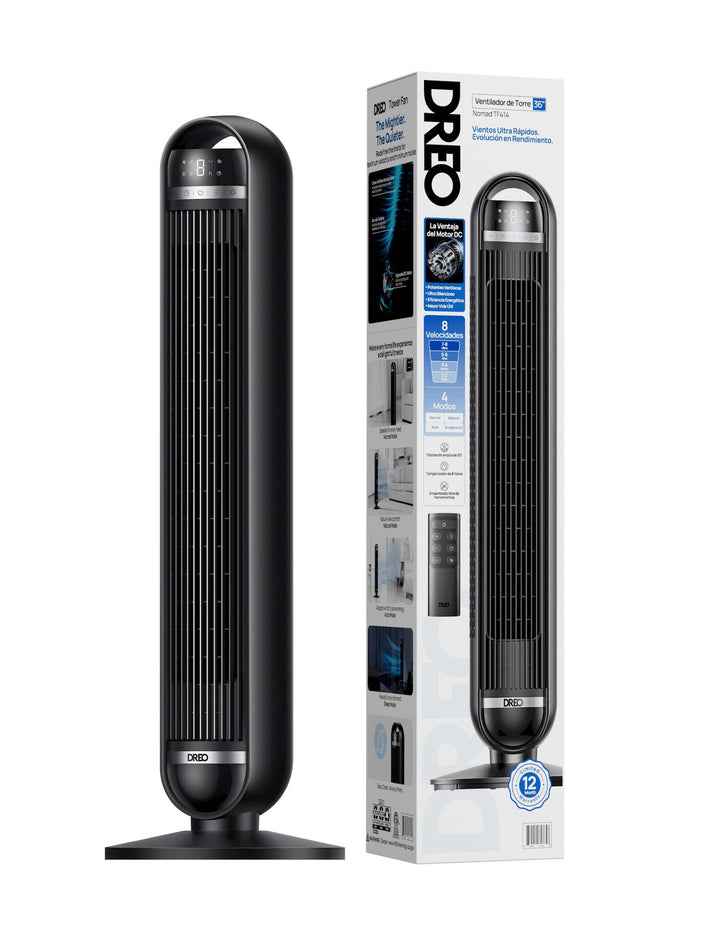 Dreo Tower Fan  27ft/s Velocity Quiet Floor Fan  90Â° Oscillating Fans for Indoors with 8 Speeds  4 Modes  Remote Control  Standing Fans  Bladeless Fa