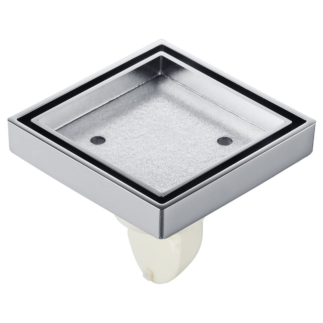 SUBMARINE Square Shower Drain 4 Inch, Shower Drain Cover Can be Embedded in Ceramic Tile, Built-in Hair Filter Screen and Floor Drain Backflow Preventer, Suitable for Bathroom and Kitchen