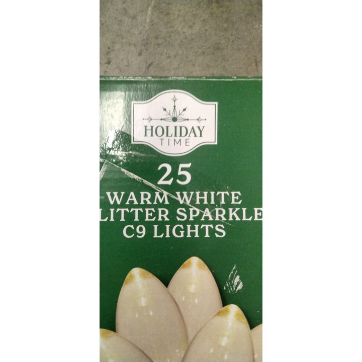 Holiday Time 25 Warm White Glitter Sparkle C9 Lights - LED, Indoor/Outdoor Retail $15.00