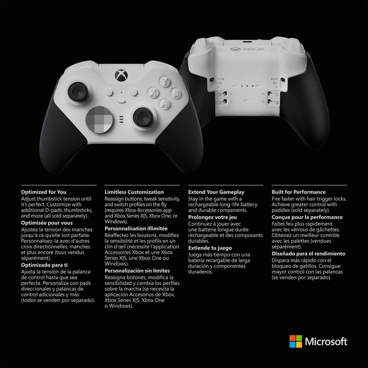 Xbox Elite Series 2 Core Wireless Gaming Controller – White Series X|S, One, Windows PC, Android, and iOS Retail $149.99