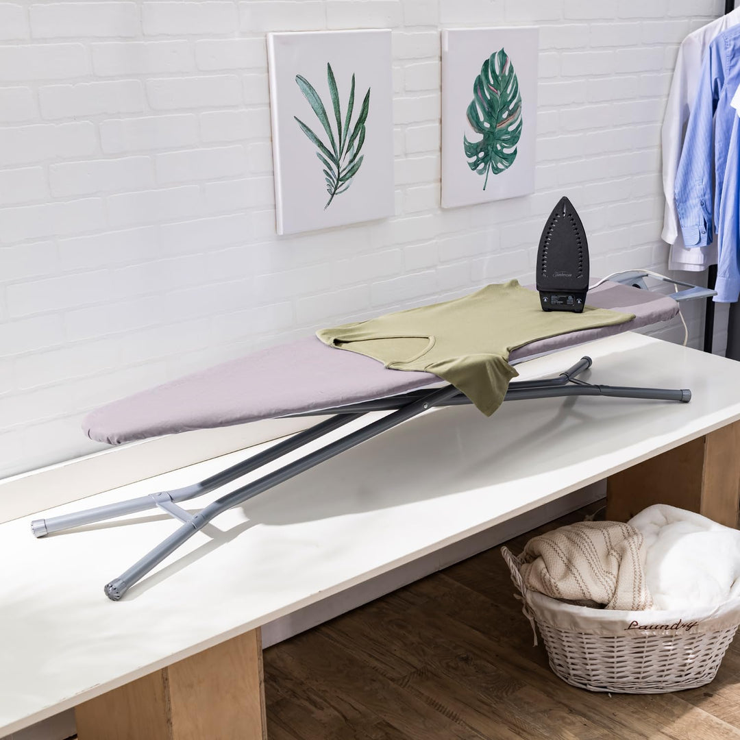 Ironing Board Full Size; Made in USA by Seymour Home Products (Light Grey). Includes Iron Rest, Cover & Pad | All-Steel Frame, 4 Heavy Duty Legs for Extra Support | Diamond Cut Mesh Top; Steam Flow Retail $39.99