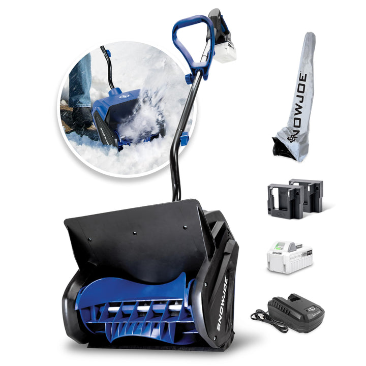 Snow Joe 24V iON+ Cordless Snow Shovel, Blue and Black, 13 Inch, with 4Ah Battery, Quick Charger, Battery Holder, Cover Retail $299.99