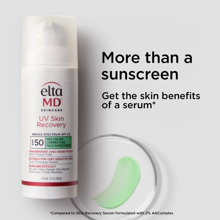 EltaMD UV Skin Recovery Green Tint All Mineral, Redness Reduction, Sensitive Skin Face Sunscreen SPF 50