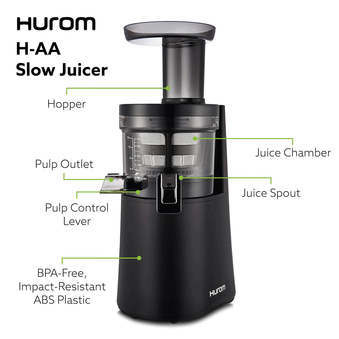 Hurom H-AA Cold Press Juicer Machine, Easy to Clean Masticating Slow Juicer, Coarse Strainer, Adjustable Lever, Minimal Juice Pulp, High Nutrient Extraction (Rose Gold)