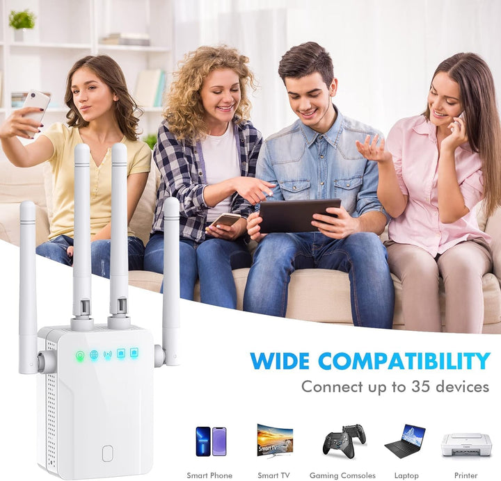 Fastest WiFi Extender/Booster | 2024 Release Up to 74% Faster | Broader Coverage Than Ever WiFi Signal Booster for Home | Internet/WiFi Repeater, Covers Up to 8470 Sq.ft, w/Ethernet Port,1-Tap Setup