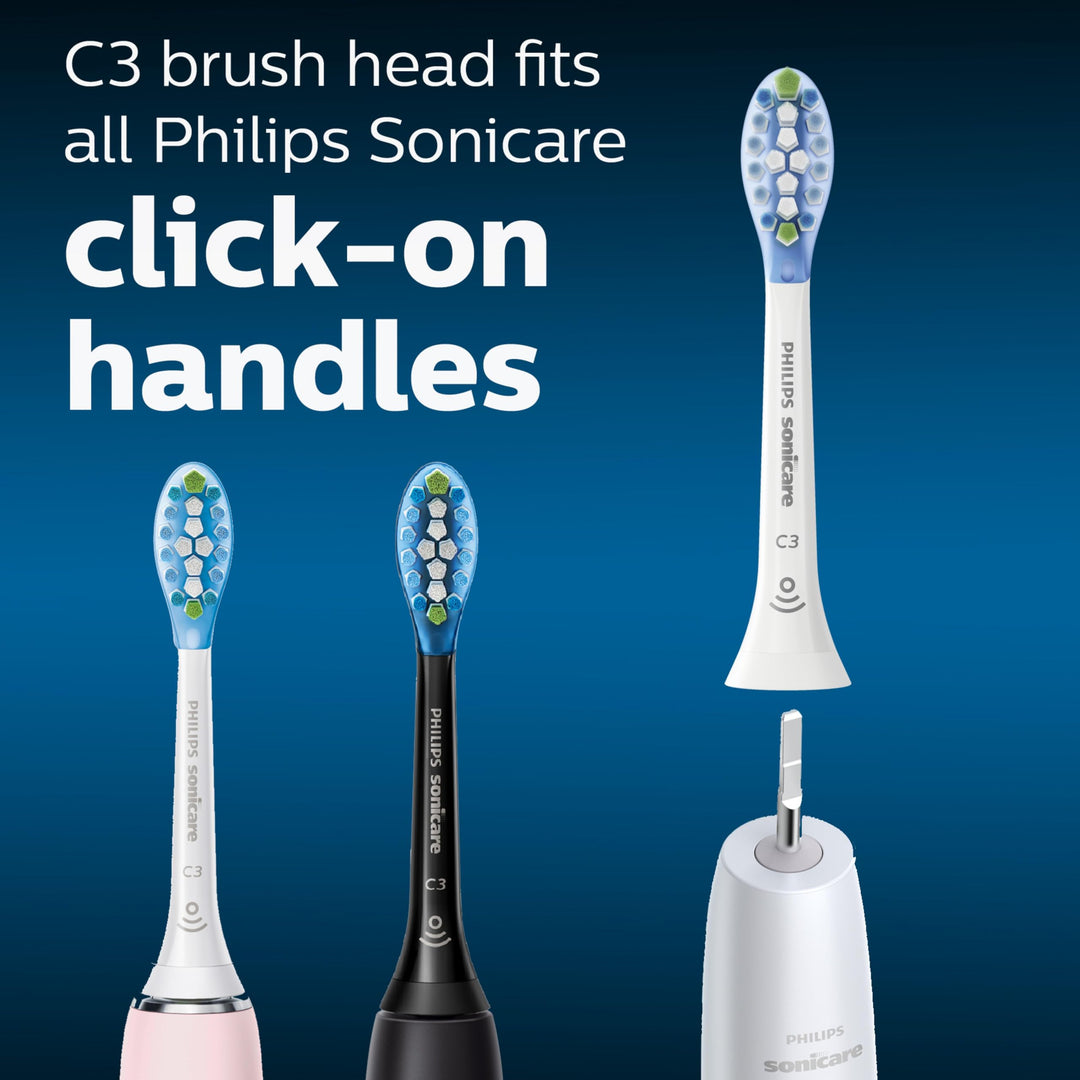 Philips Sonicare C3 Two-in-One - Genuine Replacement Electric Toothbrush Heads, White, 2 Pack, HX9042/65