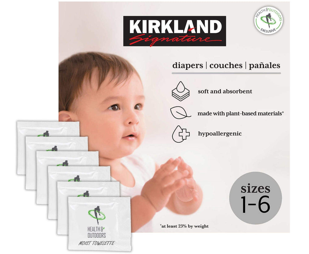 Kirkland Signature Diapers Size 1 (Up to 14 Pounds) 192 Count W/Exclusive Health and Outdoors Wipes Retail $73.45