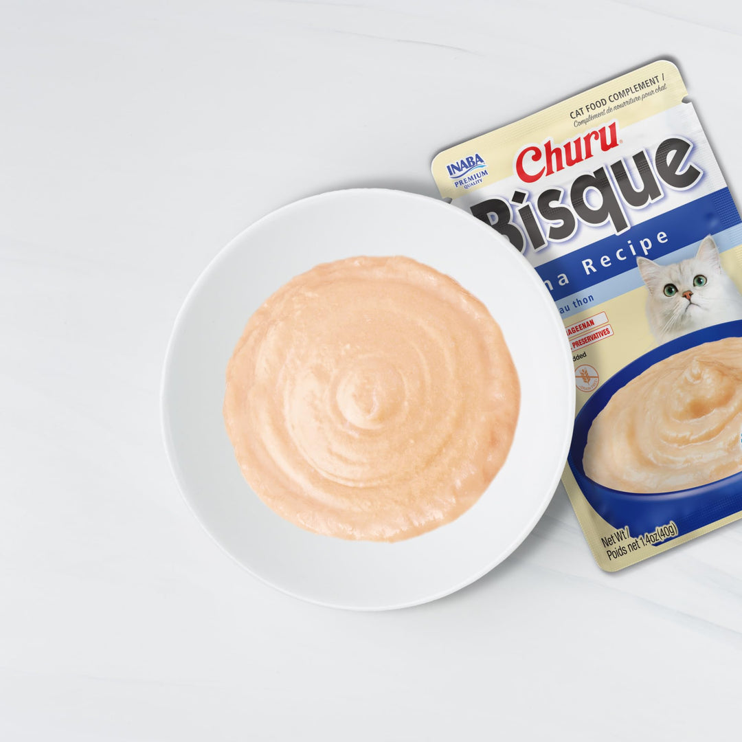 INABA Churu Bisque for Cats, Creamy Lickable Purée Side Dish with Vitamin E, 1.4 Ounces per Pouch, 12 Pouches, Chicken Variety Retail $14.99