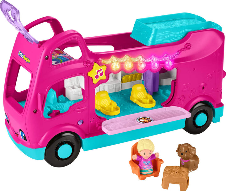 Fisher-Price Little People Toddler Toy Barbie Dreamcamper RV Playset with Music Lights & Figures for Pretend Play Kids Ages 18+ Months Retail $43.19