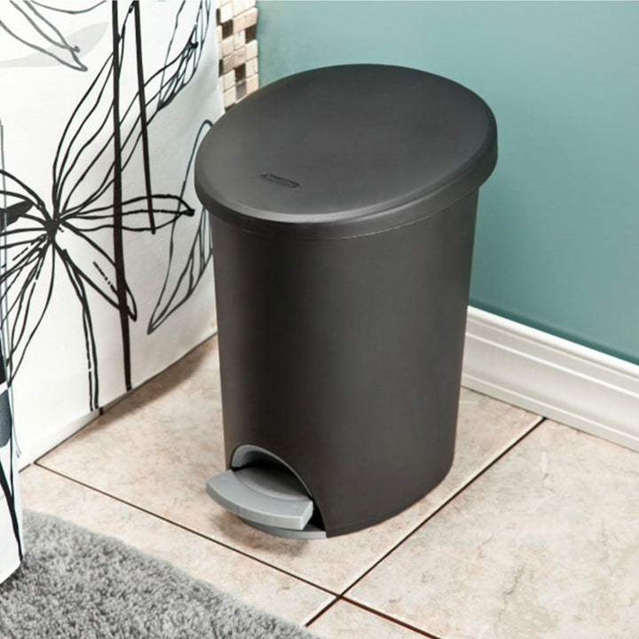 Sterilite 2.6 Gallon Ultra StepOn Wastebasket w/ Lid, Small Plastic Trash Can for the Bathroom, Bedroom, or Dorm, Pedal and Liner, Black, 2-Pack