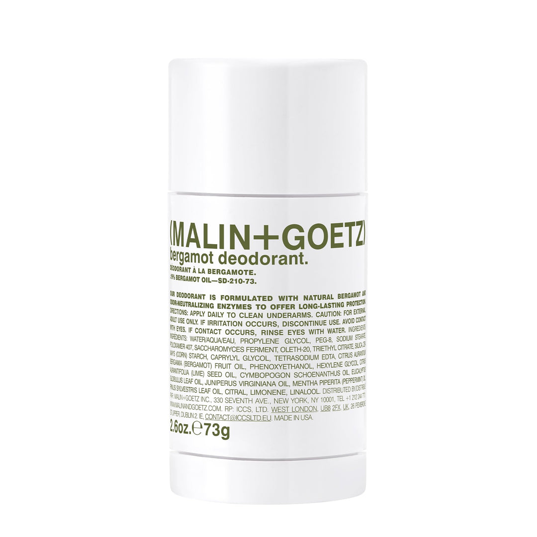 MALIN+GOETZ Bergamot Deodorant, natural effective odor & sweat defense, for all skin types, clear color, no residue/stains, free of aluminum, alcohol, baking soda, parabens, cruelty free 2.6 Fl Oz