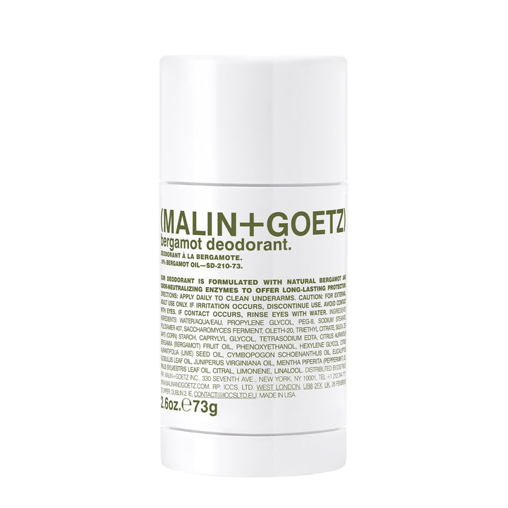 MALIN+GOETZ Bergamot Deodorant, natural effective odor & sweat defense, for all skin types, clear color, no residue/stains, free of aluminum, alcohol, baking soda, parabens, cruelty free 2.6 Fl Oz