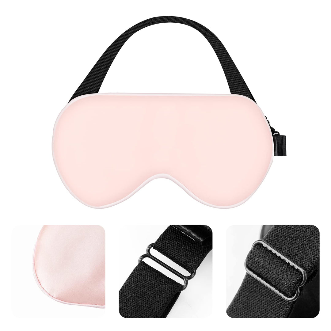Amazon Basics Genuine Natural Mulberry Silk Curved Sleep Eye Mask with Adjustable Strap, One Size, Pink