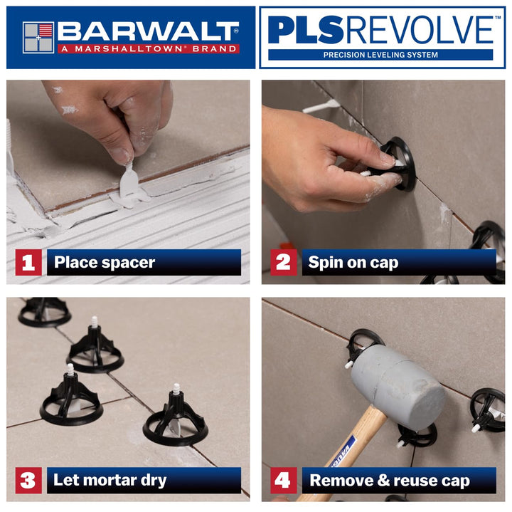 BARWALT PLS REVOLVE 1/16 Inch Tile Leveling System, Spacer Bases, 15SPIN100 Retail $8.31