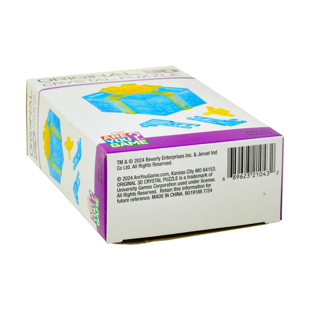 3D Crystal Puzzle - Gift Box (Blue with Yellow Ribbon): 38 Pcs