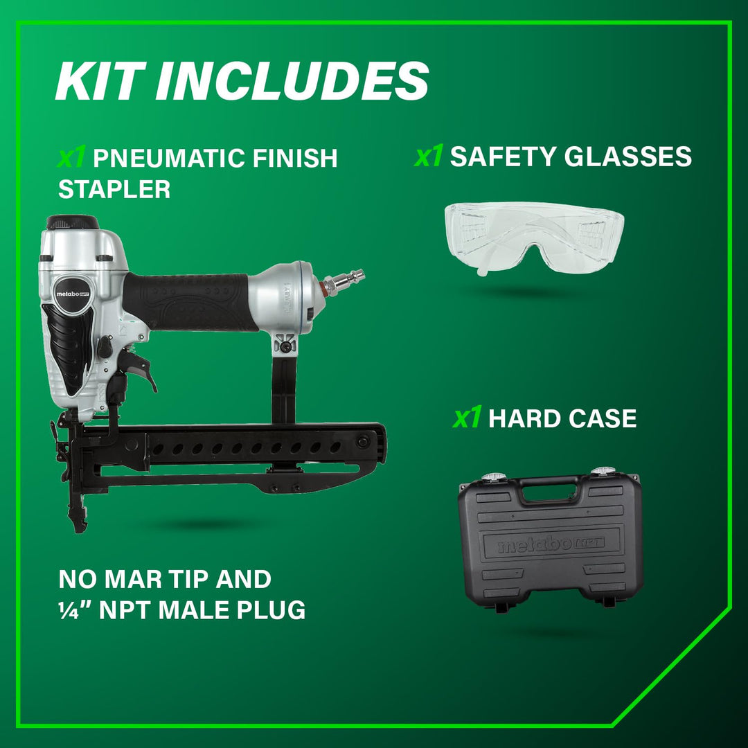 Metabo HPT Narrow Crown Stapler, Pro-Preferred Pneumatic Power Nailers, Finish Stapler for Furniture & Cabinetry, Lightweight Trim Tool, Ergonomic Design, 18 Gauge, 1/2" to 1-1/2" Staples, N3804AB3