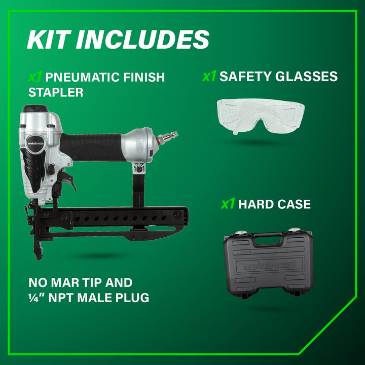 Metabo HPT Narrow Crown Stapler, Pro-Preferred Pneumatic Power Nailers, Finish Stapler for Furniture & Cabinetry, Lightweight Trim Tool, Ergonomic Design, 18 Gauge, 1/2" to 1-1/2" Staples, N3804AB3