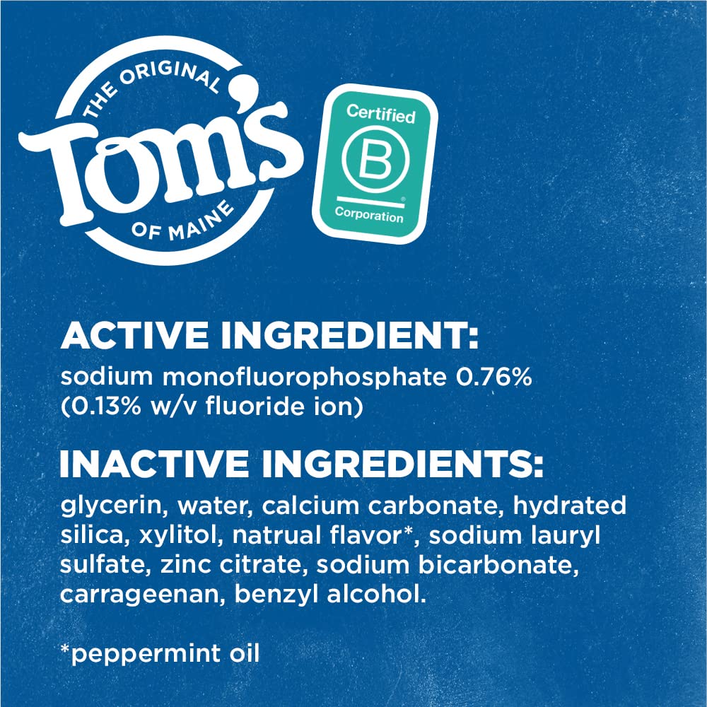 Tom's of Maine Whole Care Natural Toothpaste with Fluoride, Peppermint, 4 oz.