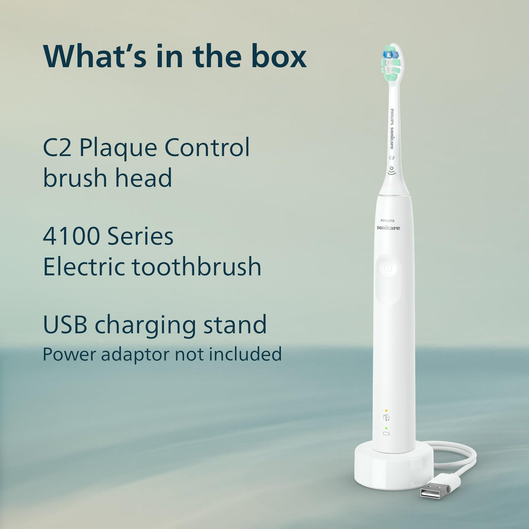 Philips Sonicare 4100 Series Electric Toothbrush - Sonic Toothbrush with Advanced Sonic Technology, Pressure Sensor, Two Intensity Settings, Smartimer & Quadpacer, White, Model HX3681/23 Retail $49.96