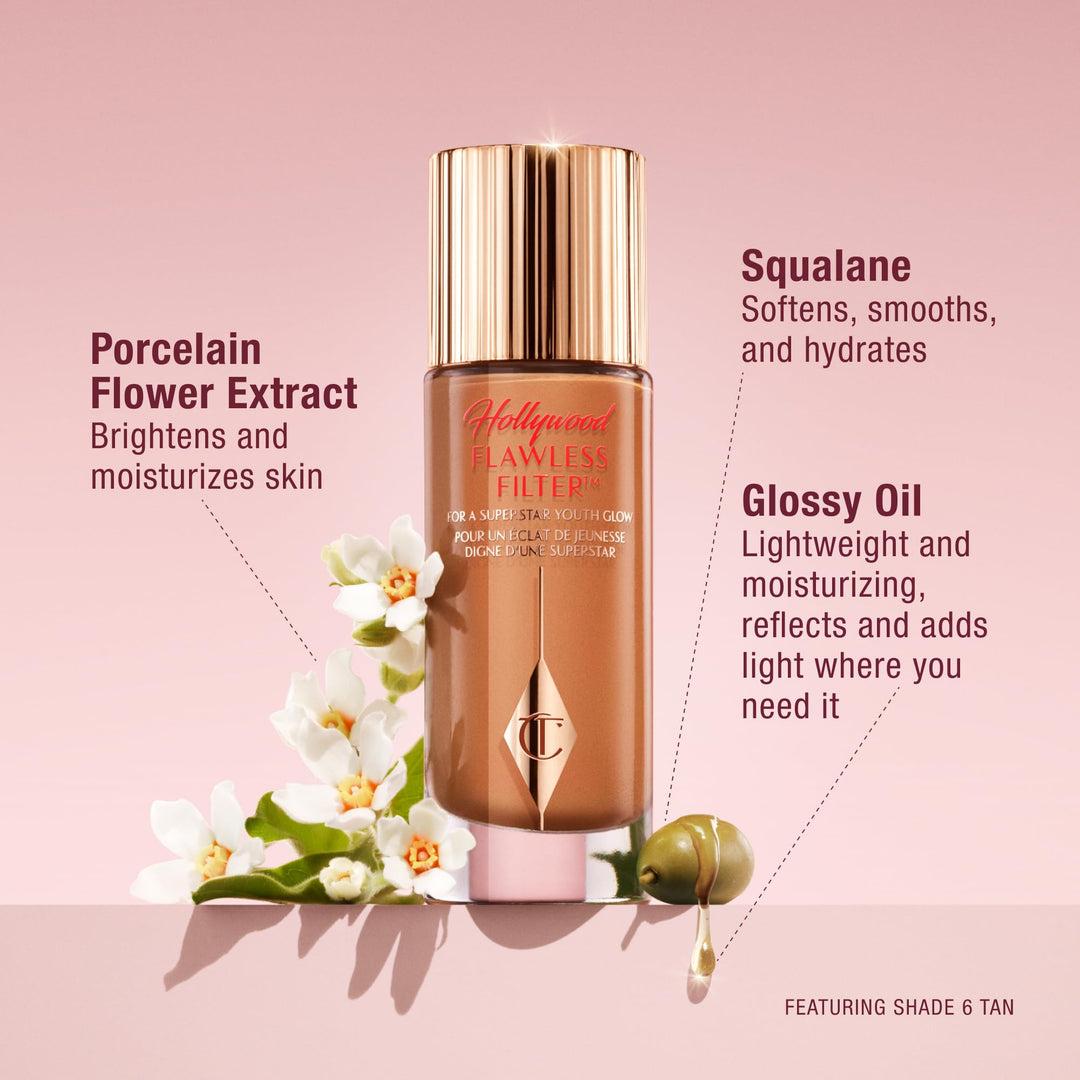 Charlotte Tilbury Hollywood FlawlessÃ‚Â Filter - Multi-Use Makeup Primer, Complexion Booster & Illuminating Liquid Highlighter with Sheer Coverage - Smooths & Blurs Skin - 4.5 Medium