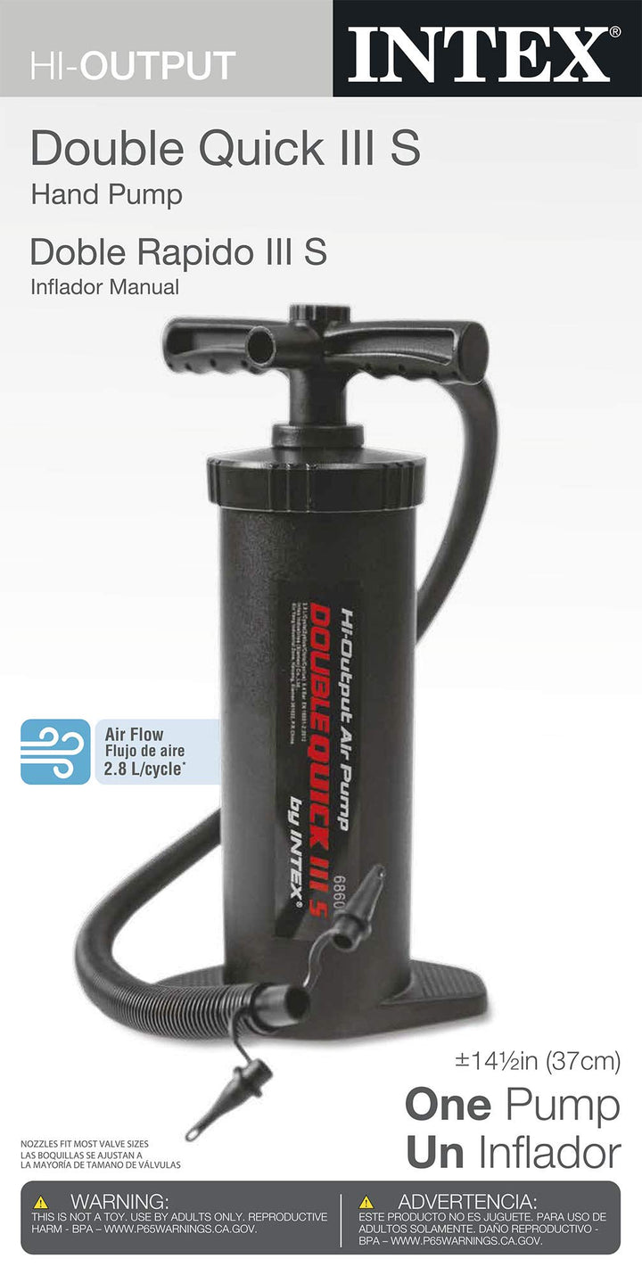 Intex Double Quick III S Hand Pump, 14.5", Black Retail $14.99