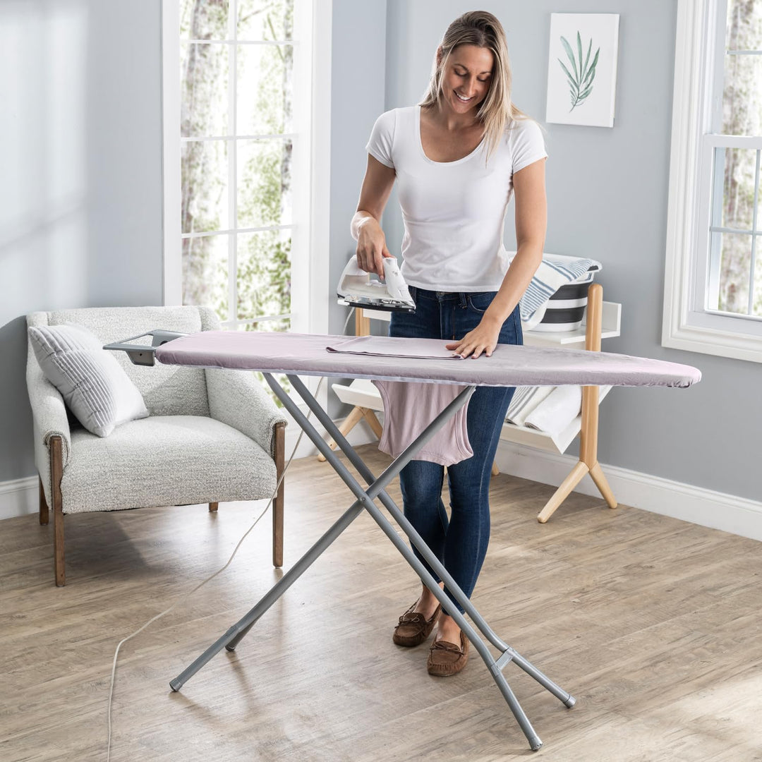 Ironing Board Full Size; Made in USA by Seymour Home Products (Light Grey). Includes Iron Rest, Cover & Pad | All-Steel Frame, 4 Heavy Duty Legs for Extra Support | Diamond Cut Mesh Top; Steam Flow Retail $39.99