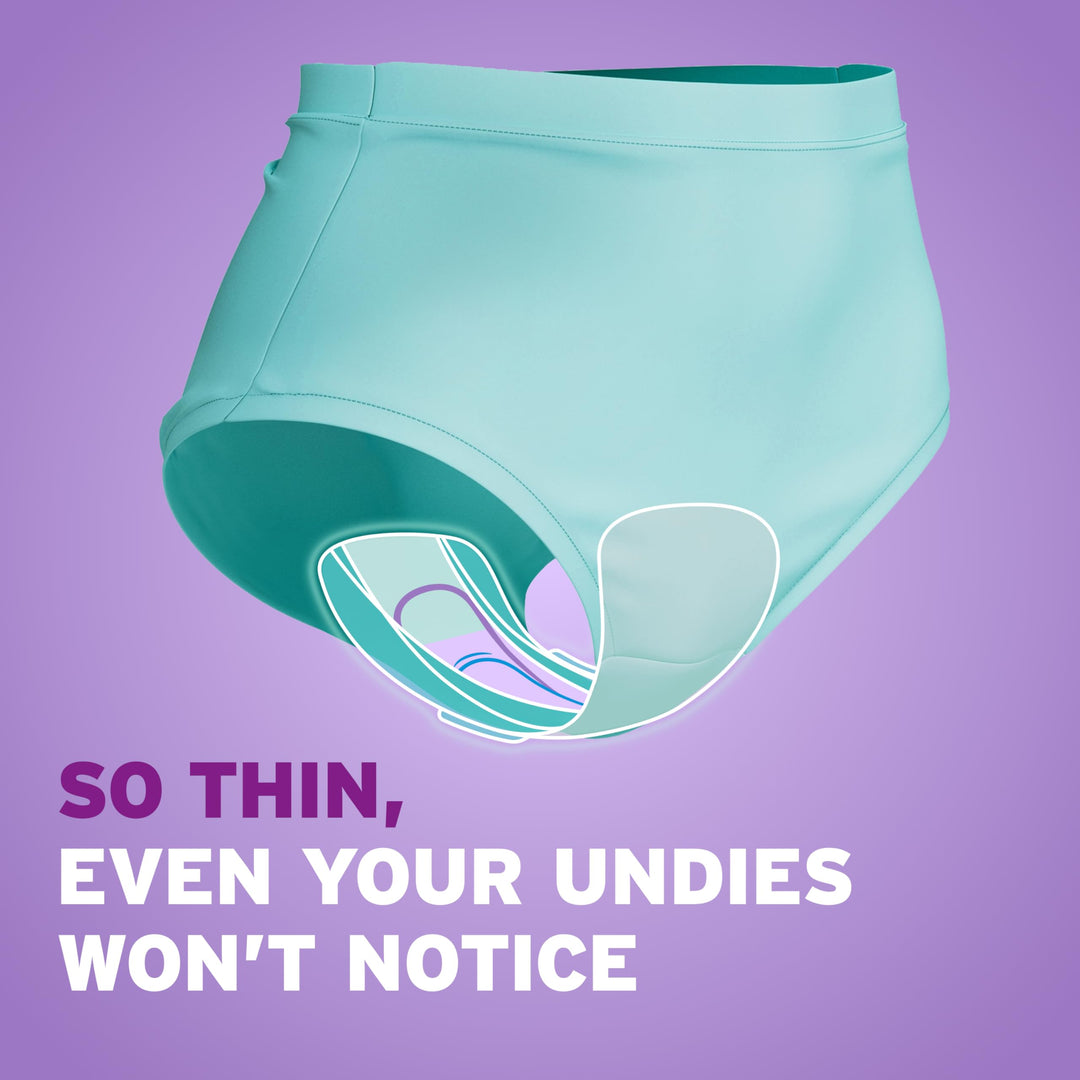 Poise Ultra Thin Incontinence & Postpartum Pads with Wings for Bladder Leaks, 4 Drop Moderate Absorbency, Regular Length, 26 pads Count, Packaging May Vary