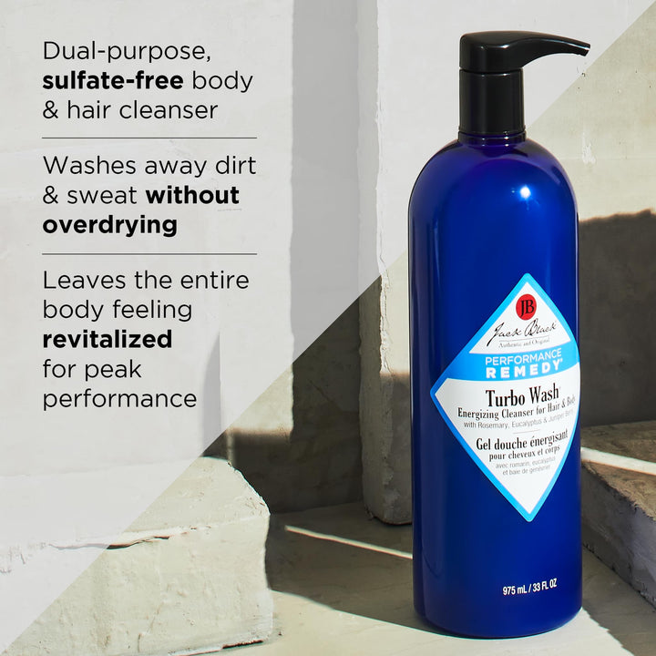 Jack Black Turbo Wash Energizing Body & Hair Cleanser, 33 Fl Oz Ã¢â‚¬â€œ Rosemary, Eucalyptus & Juniper Berry Ã¢â‚¬â€œ Mens Body Wash, Mens Shampoo, Skin Care, Hair Care, Dual-Purpose Body Wash Men, SulfateÃ¢â‚¬â€œFree