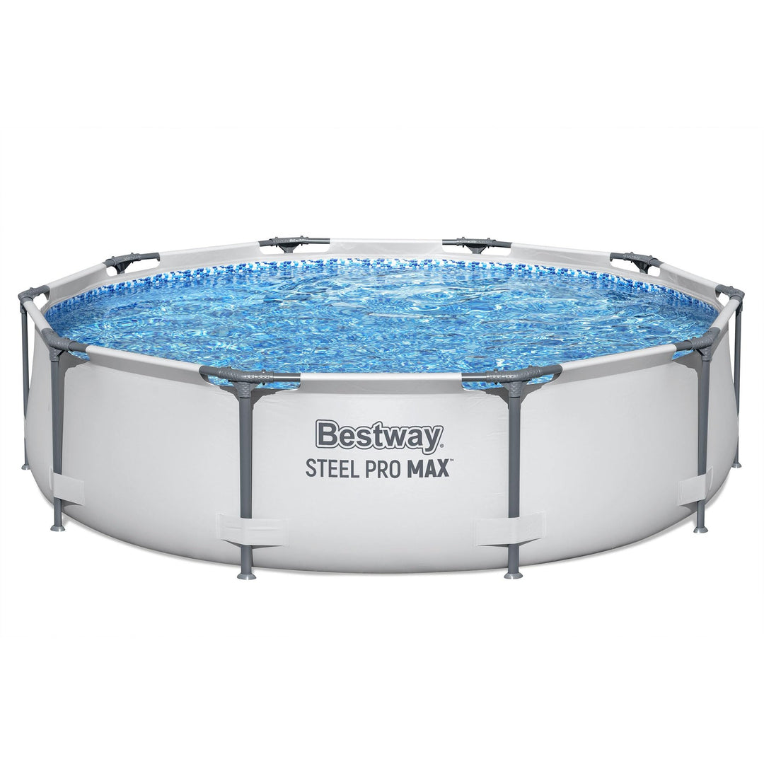 Bestway Steel Pro MAX 10' x 30" Round Metal Frame Above Ground Outdoor Backyard Swimming Pool Set with 330 Gallon Filter Pump Retail $110.16