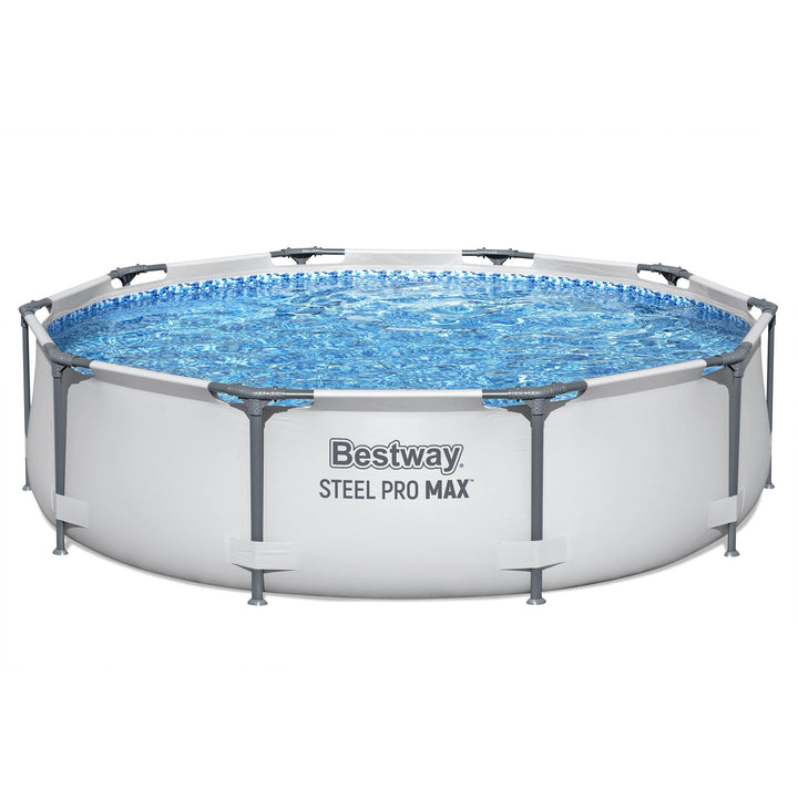 Bestway Steel Pro MAX 10' x 30" Round Metal Frame Above Ground Outdoor Backyard Swimming Pool Set with 330 Gallon Filter Pump Retail $110.16