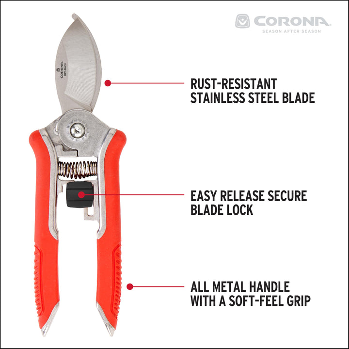 Corona BP 13623 Yard Essentials Houseplant Pruners, Red Retail $10.98
